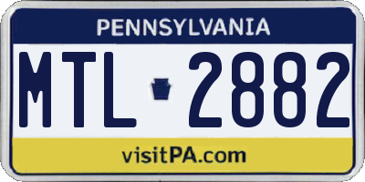 PA license plate MTL2882