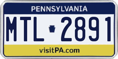 PA license plate MTL2891