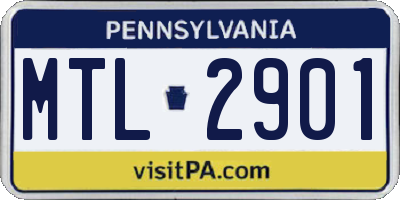 PA license plate MTL2901