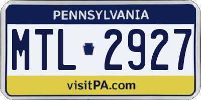 PA license plate MTL2927