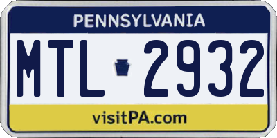 PA license plate MTL2932