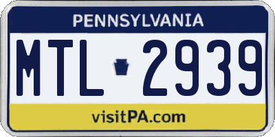 PA license plate MTL2939