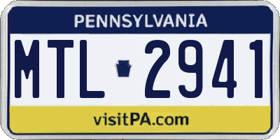 PA license plate MTL2941