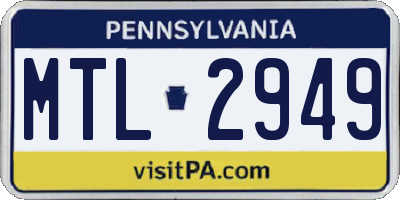 PA license plate MTL2949