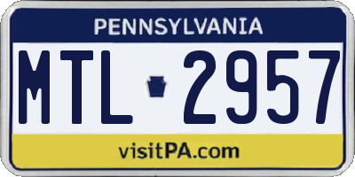 PA license plate MTL2957