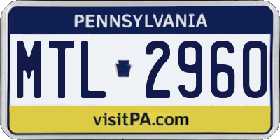 PA license plate MTL2960
