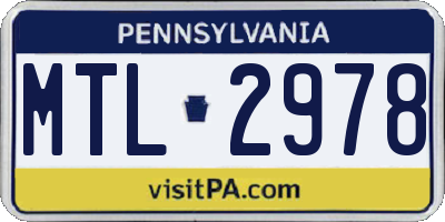 PA license plate MTL2978
