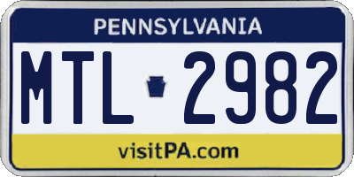 PA license plate MTL2982