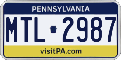 PA license plate MTL2987