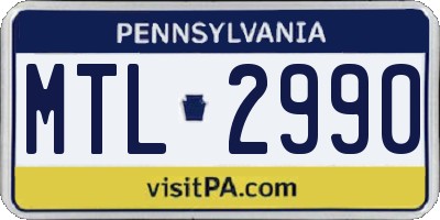PA license plate MTL2990