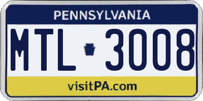 PA license plate MTL3008