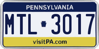 PA license plate MTL3017