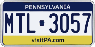 PA license plate MTL3057