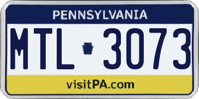 PA license plate MTL3073