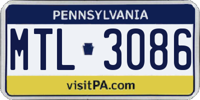 PA license plate MTL3086