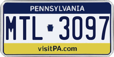 PA license plate MTL3097