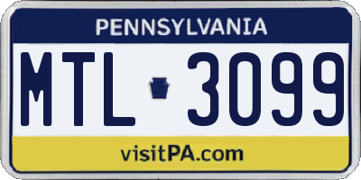 PA license plate MTL3099