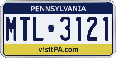 PA license plate MTL3121
