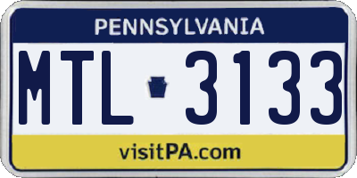 PA license plate MTL3133