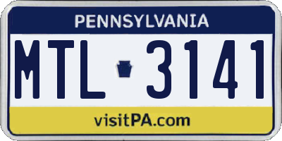 PA license plate MTL3141