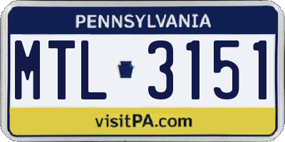 PA license plate MTL3151