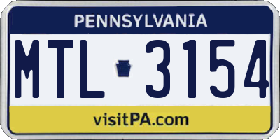 PA license plate MTL3154