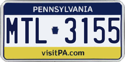 PA license plate MTL3155