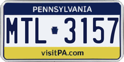PA license plate MTL3157