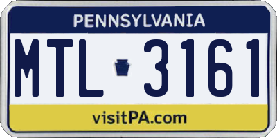 PA license plate MTL3161