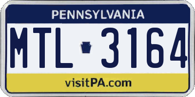 PA license plate MTL3164