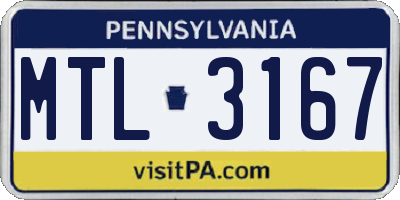 PA license plate MTL3167
