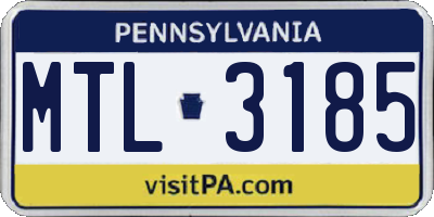PA license plate MTL3185