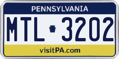 PA license plate MTL3202
