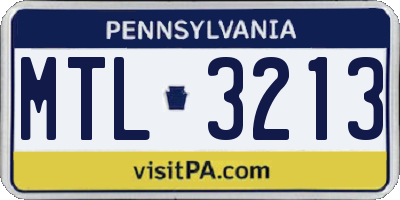 PA license plate MTL3213