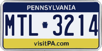PA license plate MTL3214