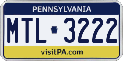 PA license plate MTL3222