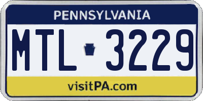 PA license plate MTL3229