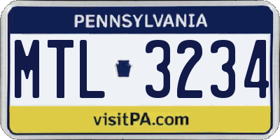 PA license plate MTL3234