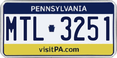 PA license plate MTL3251