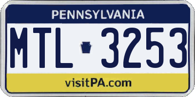 PA license plate MTL3253