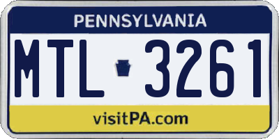 PA license plate MTL3261