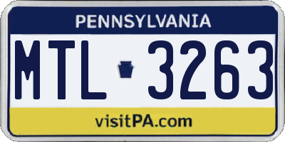 PA license plate MTL3263