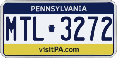 PA license plate MTL3272