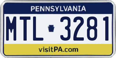 PA license plate MTL3281