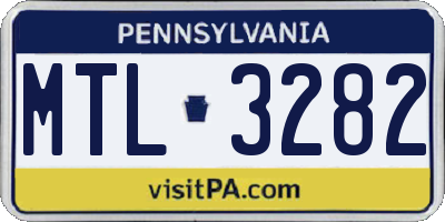 PA license plate MTL3282