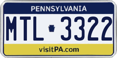 PA license plate MTL3322