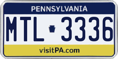 PA license plate MTL3336