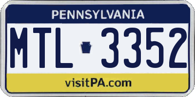 PA license plate MTL3352