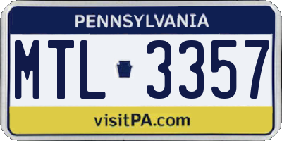 PA license plate MTL3357