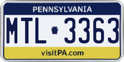 PA license plate MTL3363